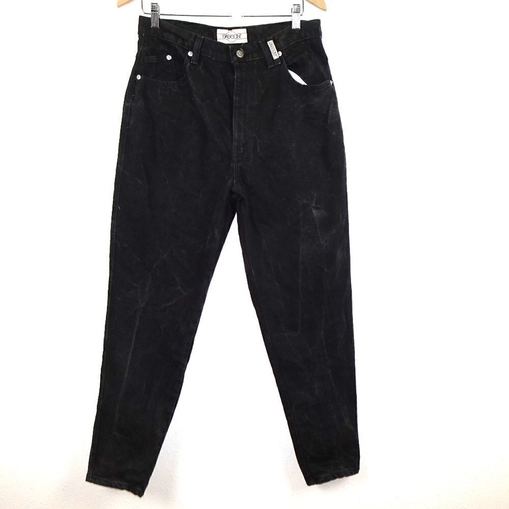 Vintage Sasson Jeans Women's Size 15 Black Denim Mom Jeans High Waist 90s